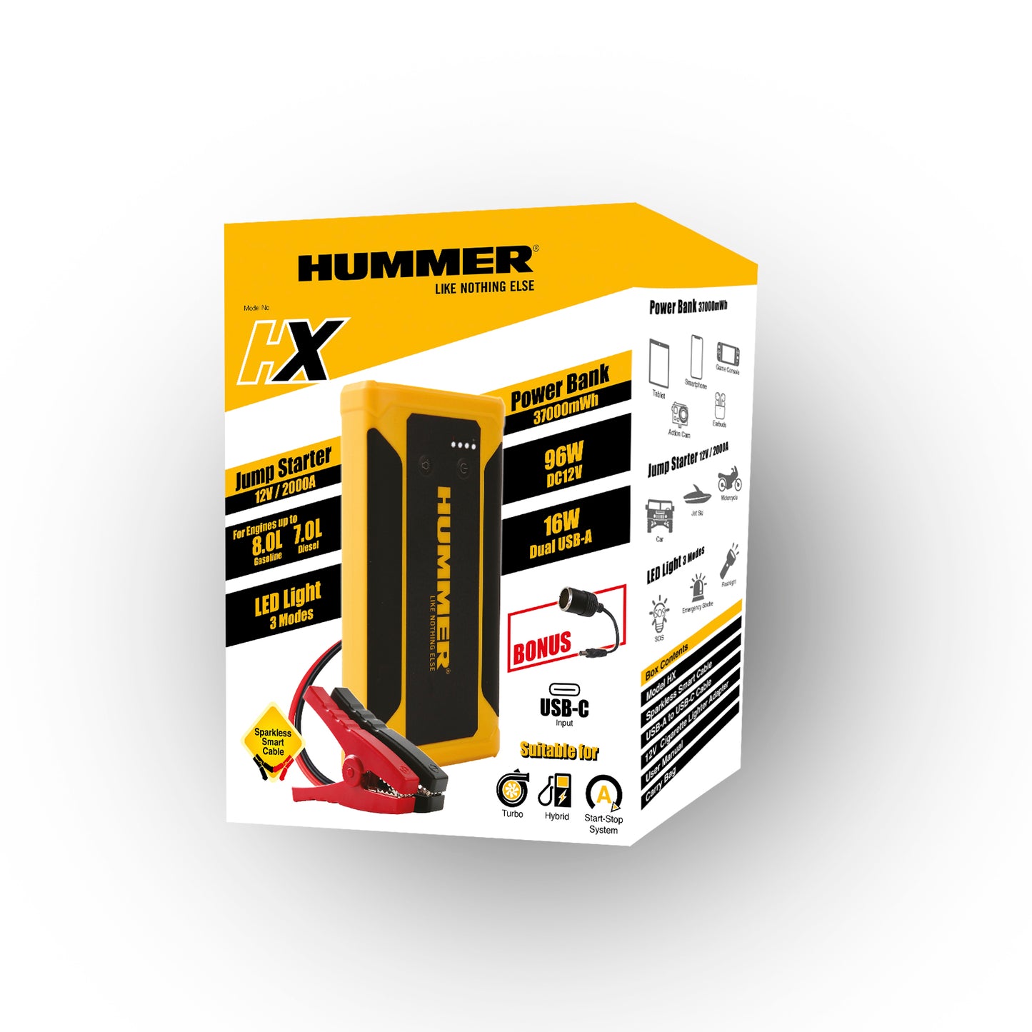 Hummer HX - 2000A Jump Starter USB-C Power Bank 37000mWh